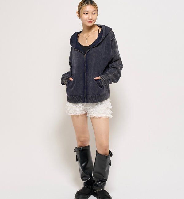  「KOOKYNピグメント加工ジップニットパーカー」|パーカー|