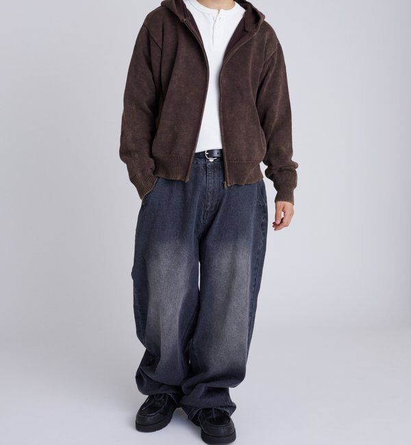  「KOOKYNピグメント加工ジップニットパーカー」|パーカー|