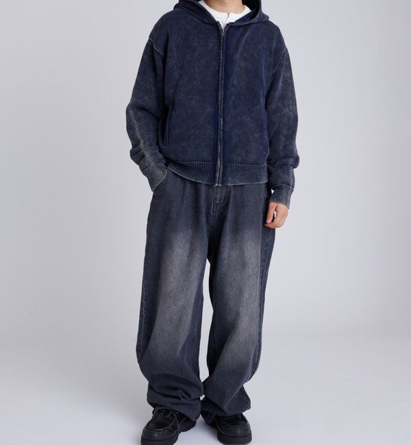  「KOOKYNピグメント加工ジップニットパーカー」|パーカー|