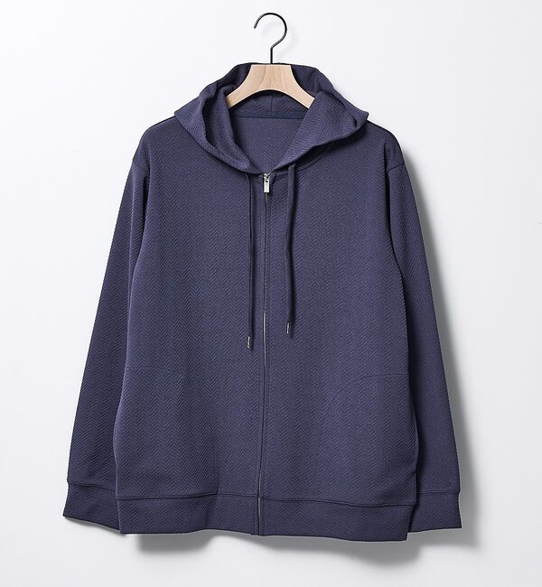 ABAHOUSE「ヘリンボーン ジャガード ジップパーカー」|パーカー|ブルーグレー