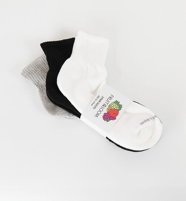 ABAHOUSE「【FRUIT OF THE LOOM/フルーツ・オブ・ザ・ルーム】Q3Pベーシッ」|ソックス|ホワイト系その他1