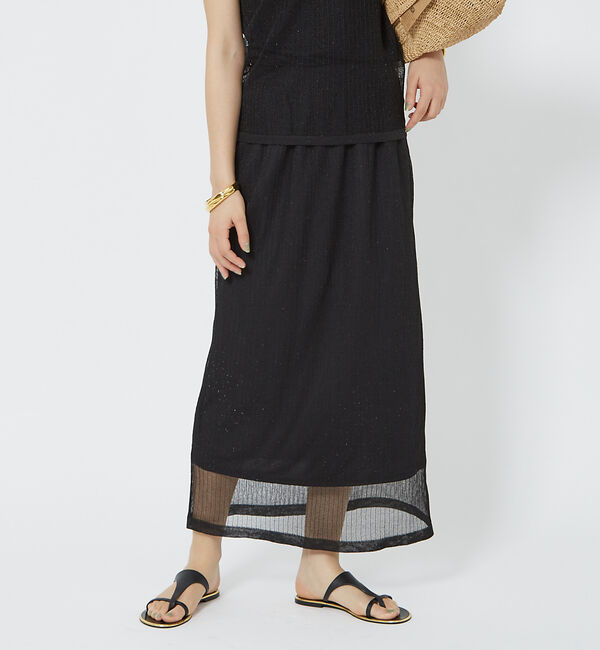 Rouge vif「針抜きリブシアーメタリックニットスカート」|スカート|