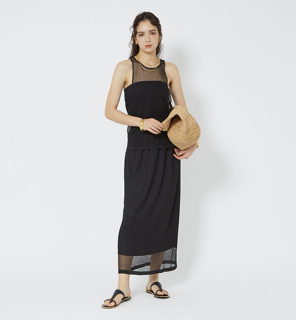 Rouge vif「針抜きリブシアーメタリックニットスカート」|スカート|