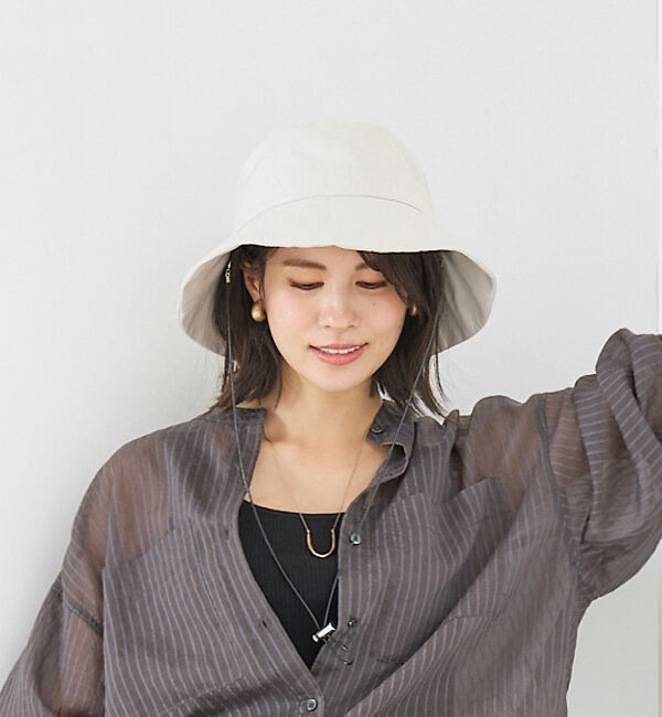 abahouse mavie「コットンナイロンハット(ストラップ付)」|その他|ライトグレー