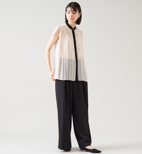 TIARA「バイカラープリーツトップス」|シャツ・ブラウス|