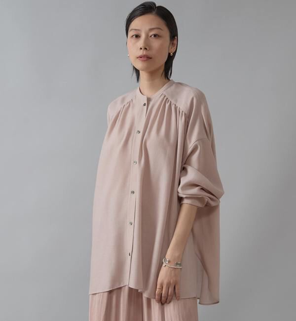 Liesse「ギャザーオーバーブラウス」|シャツ・ブラウス|ピンク