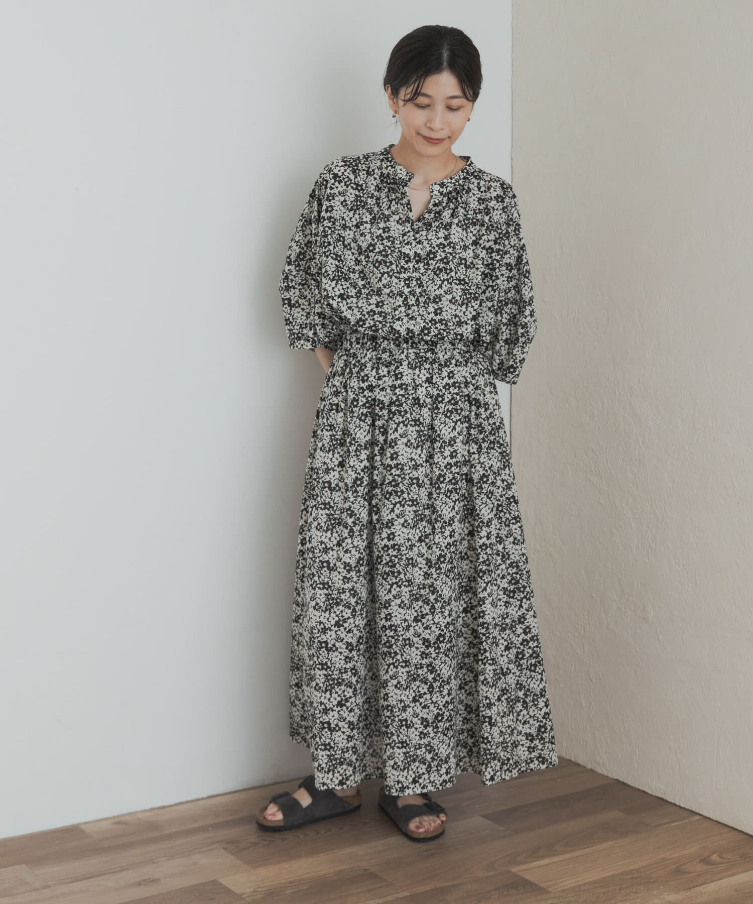 URBAN RESEARCH DOORS「フラワープリントギャザースカート」|スカート|