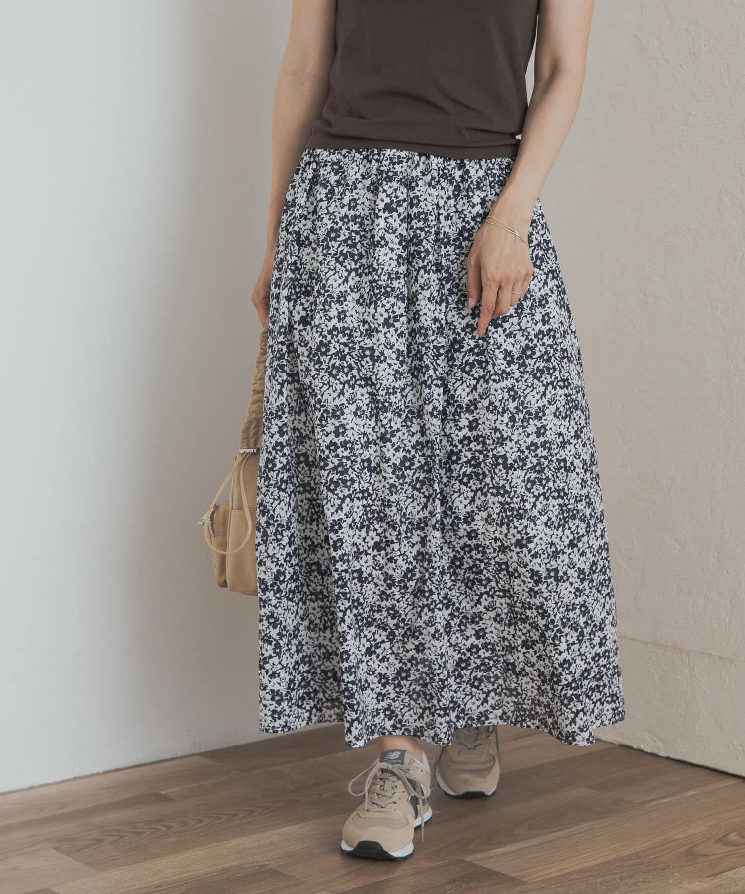 URBAN RESEARCH DOORS「フラワープリントギャザースカート」|スカート|