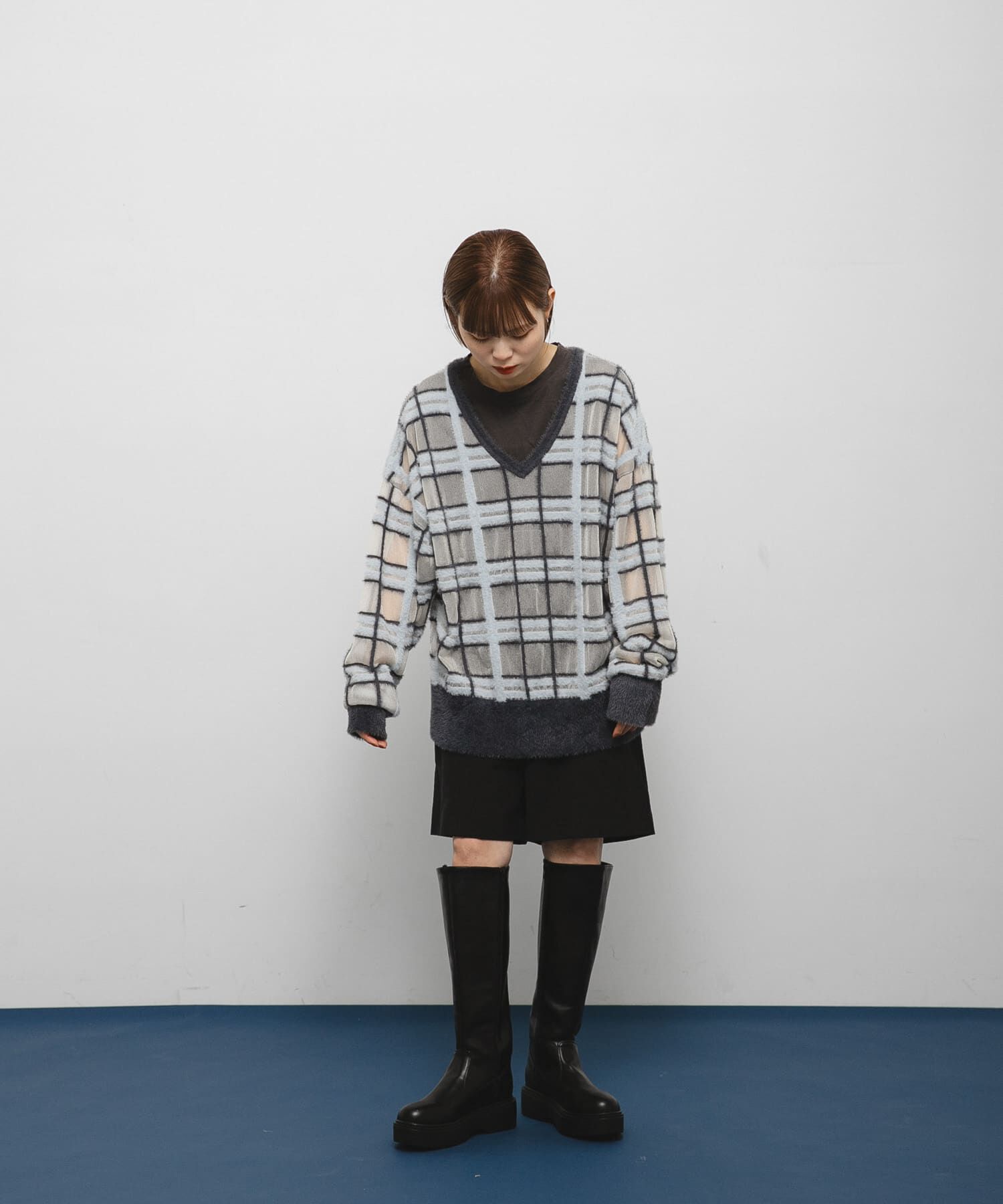  「シアーチェックフェザーニット」|ニット・セーター|