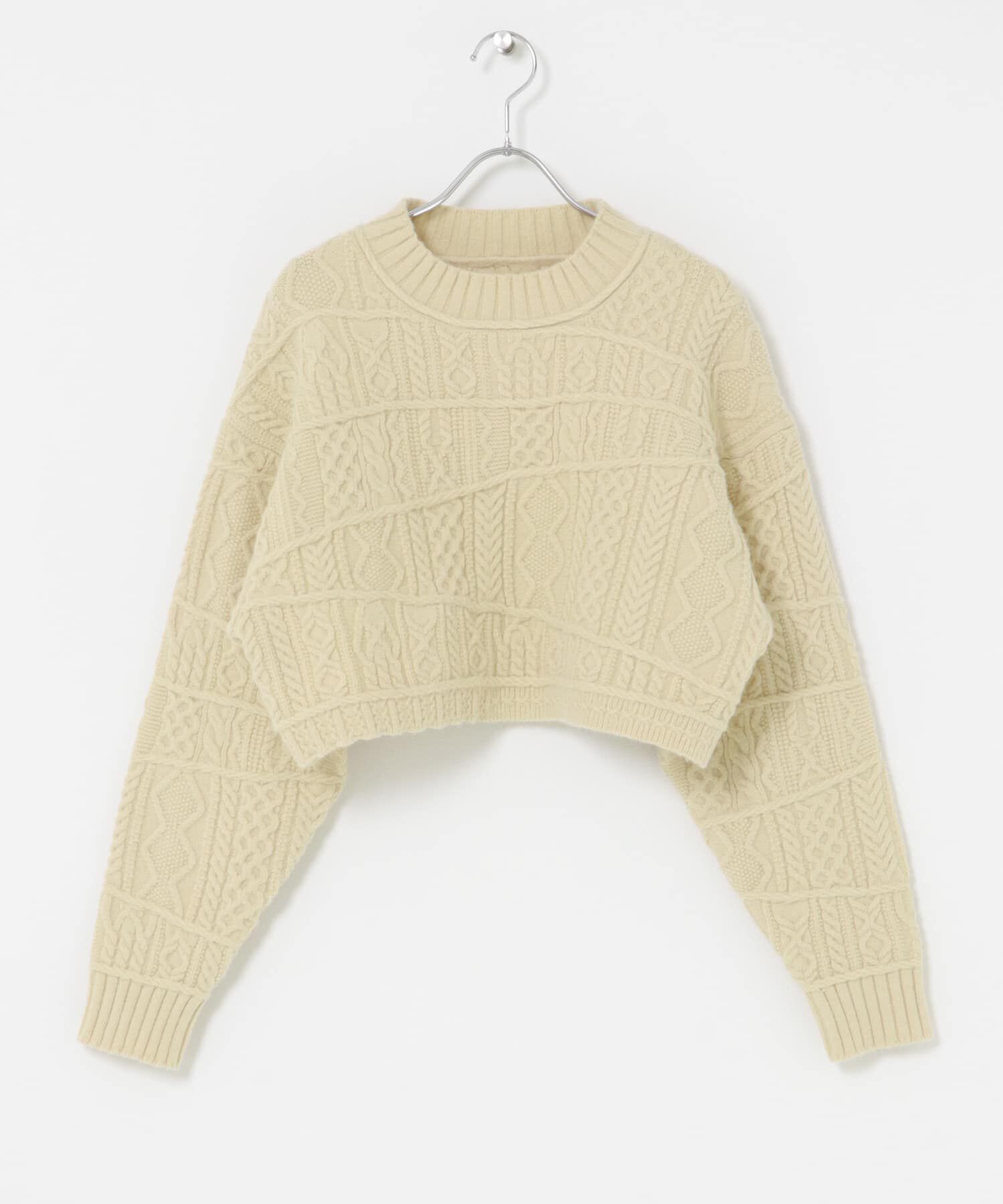  「MIXケーブルショートニット」|ニット・セーター|