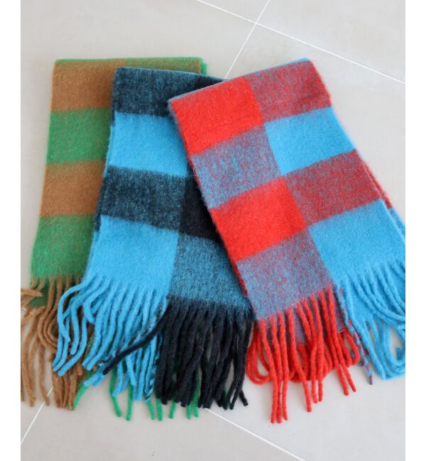  「《WEB限定アイテム》ビッグフリンジチェックストール」|ストール|