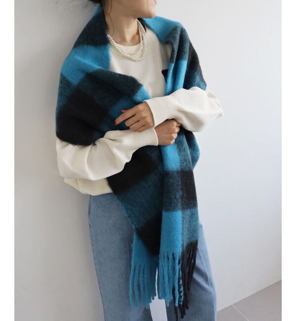  「《WEB限定アイテム》ビッグフリンジチェックストール」|ストール|