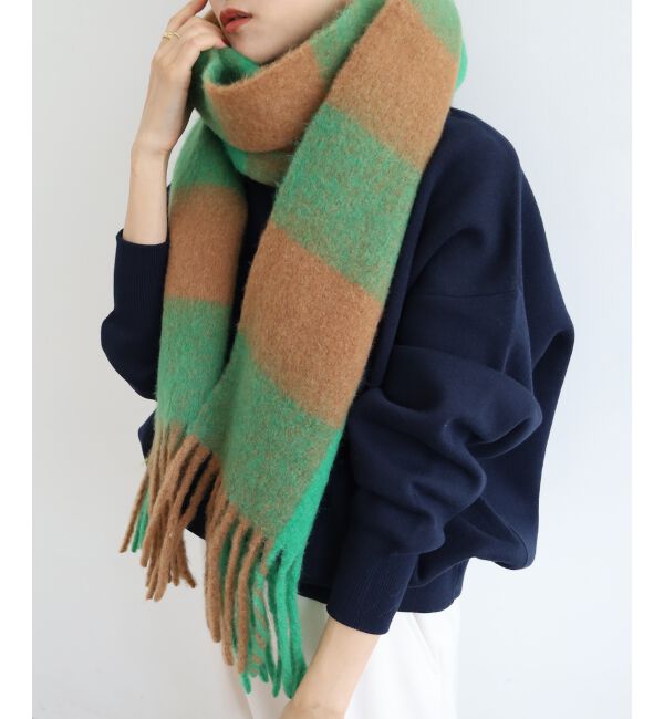  「《WEB限定アイテム》ビッグフリンジチェックストール」|ストール|