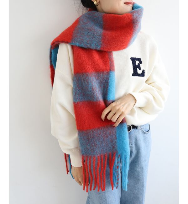  「《WEB限定アイテム》ビッグフリンジチェックストール」|ストール|