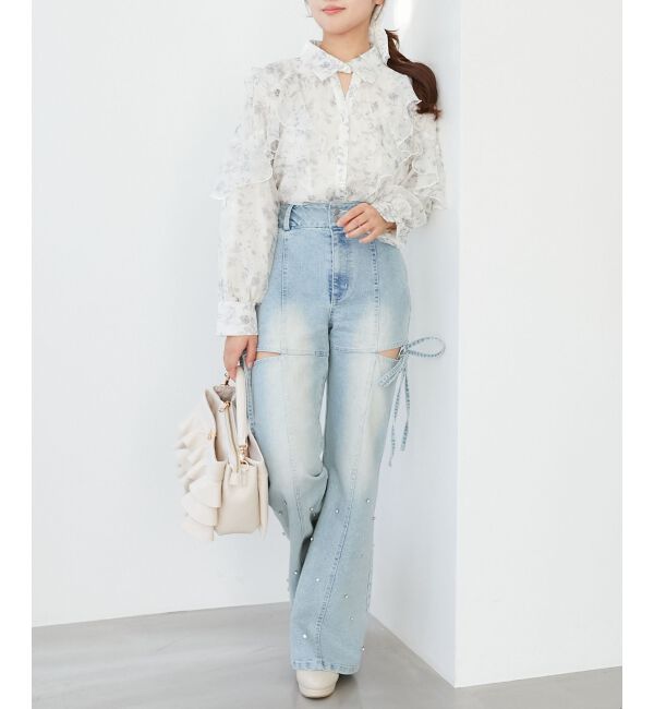  「襟付きエアリーフリルブラウス」|シャツ・ブラウス|