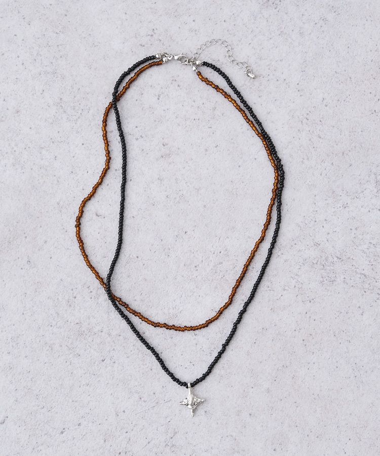 earth music&ecology「ビーズ2連ネックレス」|ネックレス|Black