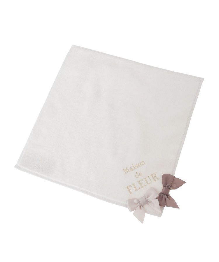 Maison de FLEUR「バイカラーリボンタオルハンカチ」|ハンカチ|