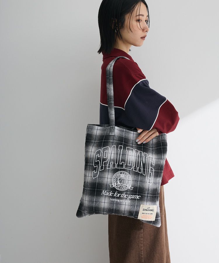 Green Parks「SPALDING別注 ネルチェックバッグ」|トートバッグ|Black