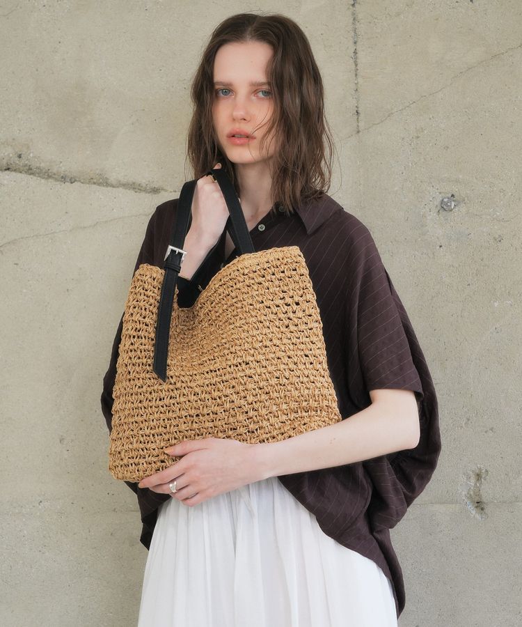 YECCA VECCA「【cache cache】ベルトハンドル地柄編みトート」|トートバッグ|