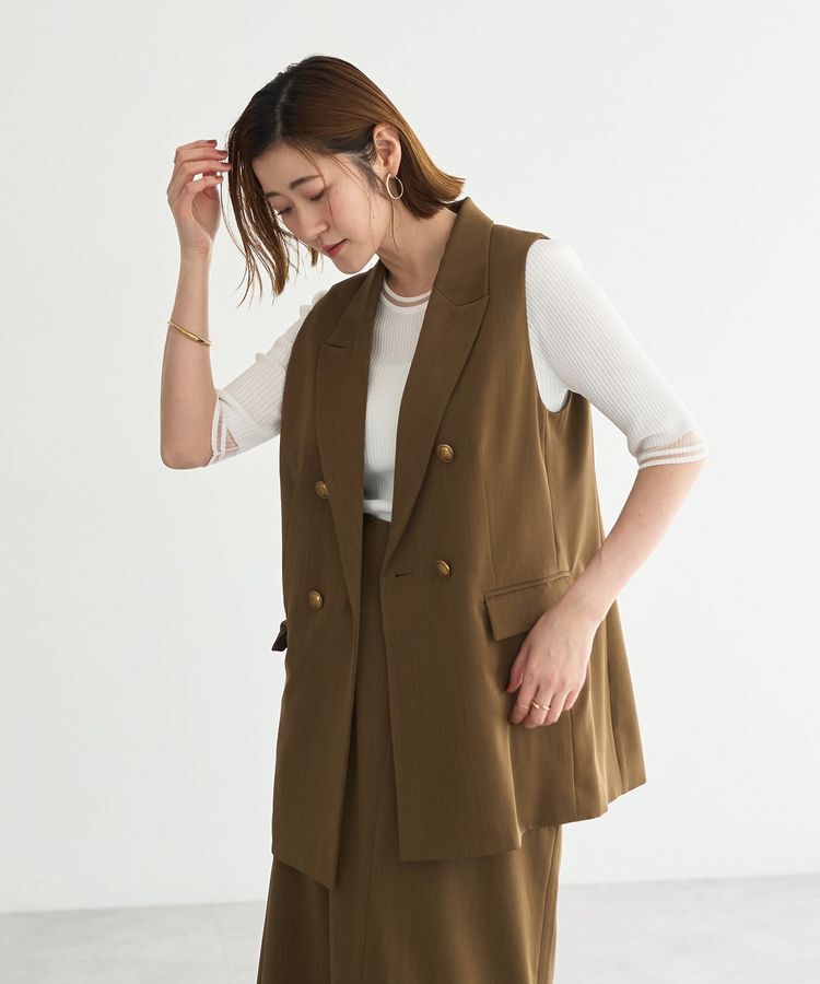 YECCA VECCA「シアーMIX5分袖ニット」|ニット・セーター|