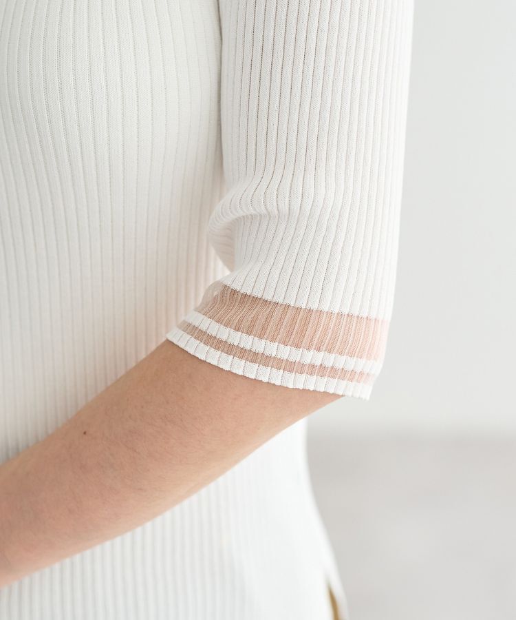 YECCA VECCA「シアーMIX5分袖ニット」|ニット・セーター|