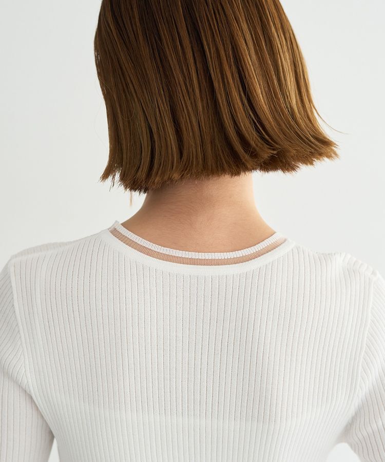 YECCA VECCA「シアーMIX5分袖ニット」|ニット・セーター|