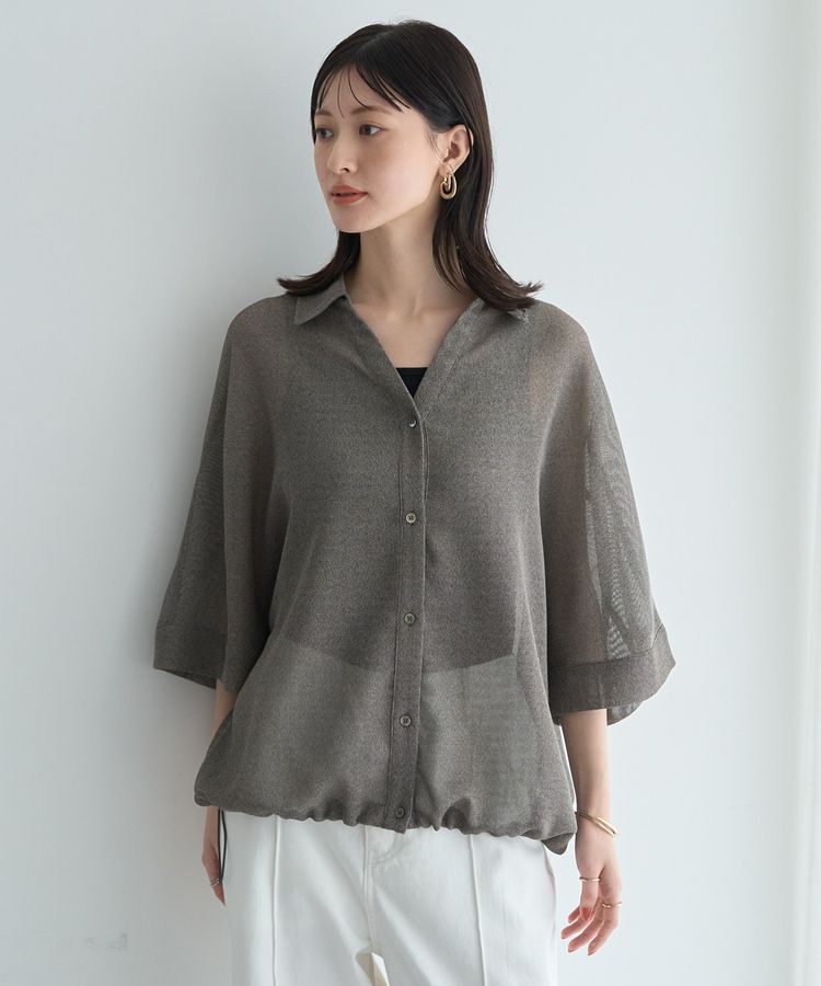 YECCA VECCA「裾ドロストメッシュシャツ」|シャツ・ブラウス|
