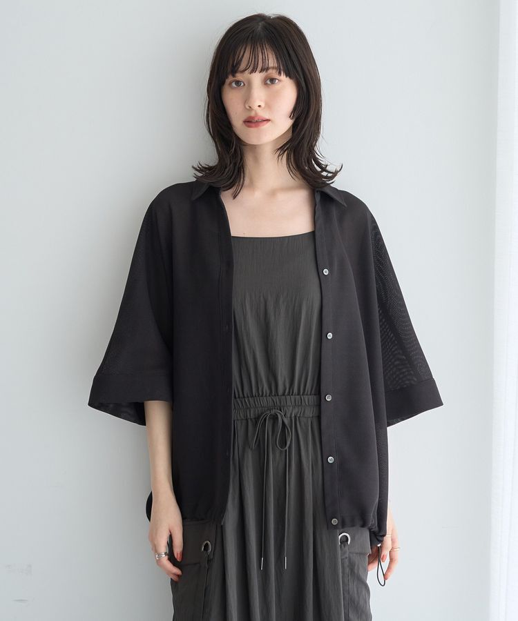 YECCA VECCA「裾ドロストメッシュシャツ」|シャツ・ブラウス|