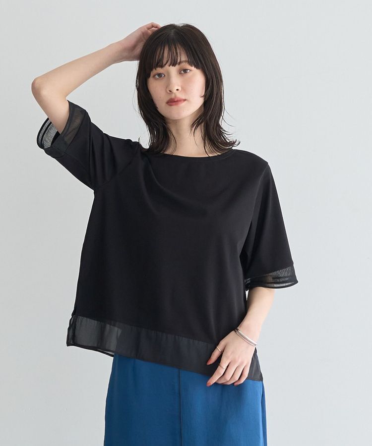 YECCA VECCA「シアーMIXプルオーバー」|Tシャツ・カットソー|Black