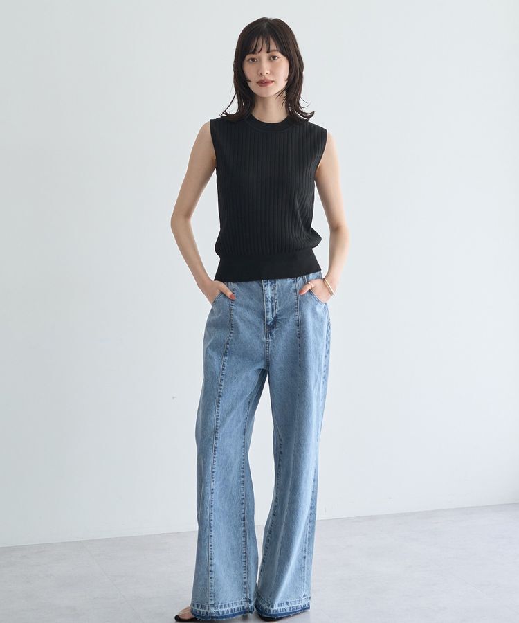 YECCA VECCA「【マシンウォッシャブル】ノースリーブリブニット」|カーディガン|