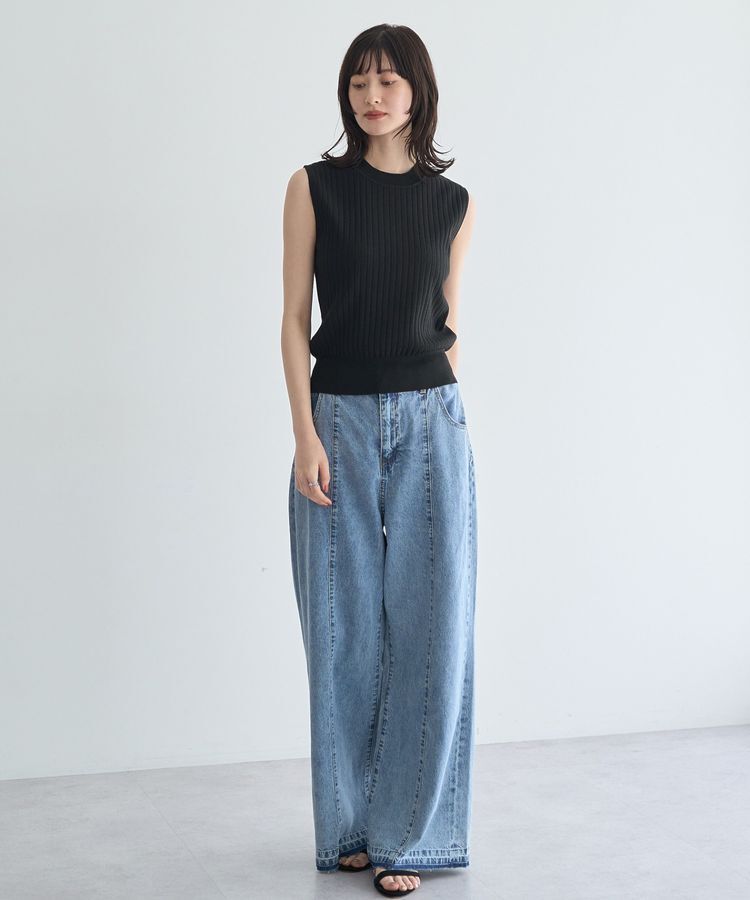 YECCA VECCA「【マシンウォッシャブル】ノースリーブリブニット」|カーディガン|