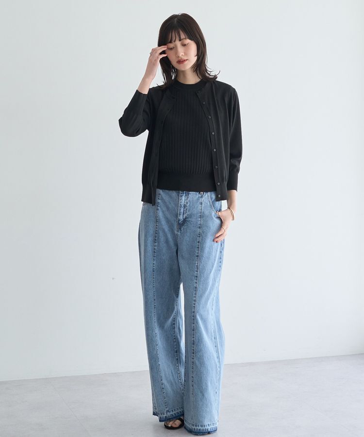 YECCA VECCA「【マシンウォッシャブル】ノースリーブリブニット」|カーディガン|