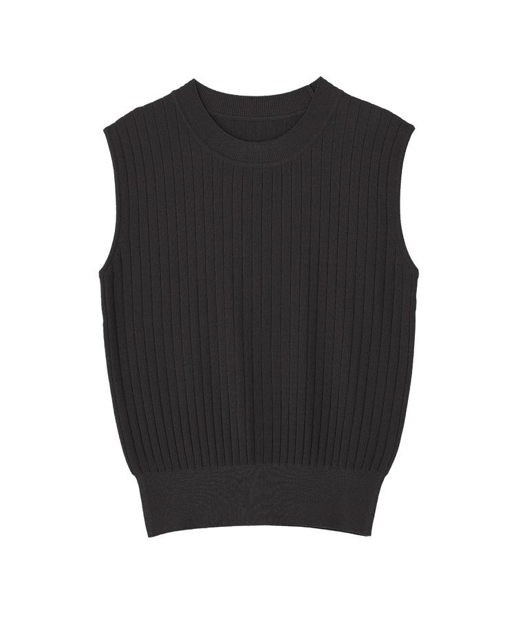 YECCA VECCA「【マシンウォッシャブル】ノースリーブリブニット」|カーディガン|