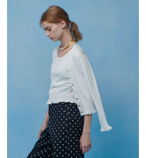 LOULOU WILLOUGHBY「【LOULOU WILLOUGHBY】ワイドリブヘムフリルカーディガン」|カーディガン|