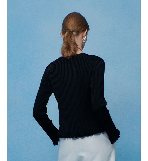 LOULOU WILLOUGHBY「【LOULOU WILLOUGHBY】ワイドリブヘムフリルカーディガン」|カーディガン|