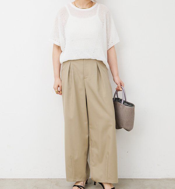  「アイレットデザインテープヤーンハーフスリーブニット」|ニット・セーター|