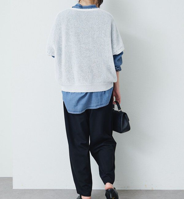  「アイレットデザインテープヤーンハーフスリーブニット」|ニット・セーター|