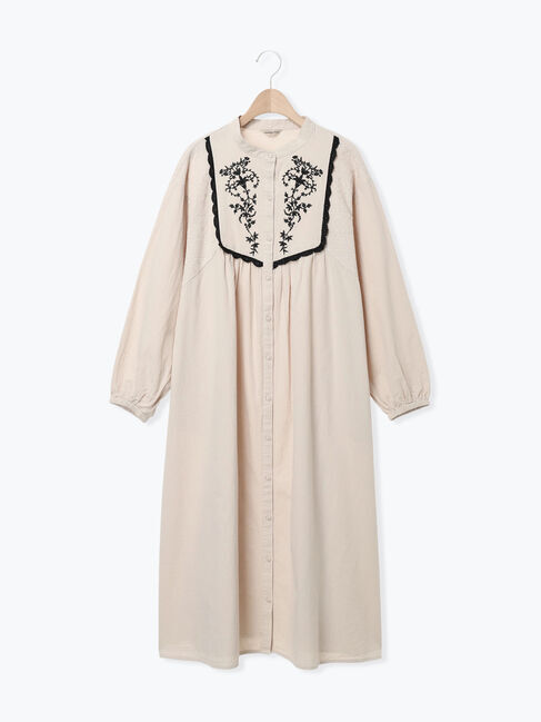 Samansa Mos2「【S/Mサイズ】切替配色刺繍ワンピース」|ワンピース|