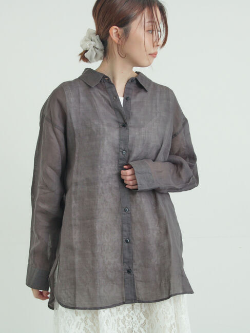 Samansa Mos2「シアーリネンシャツ」|シャツ・ブラウス|
