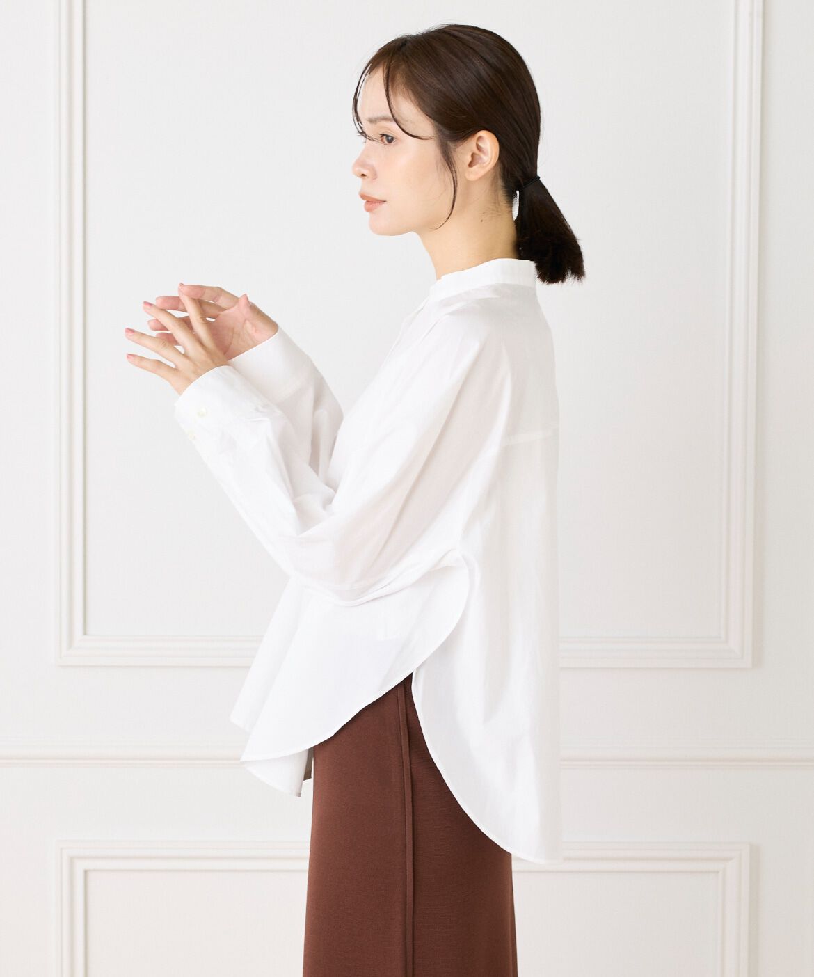 Le Souk「バンドカラーシャツ」|シャツ・ブラウス|オフホワイト1