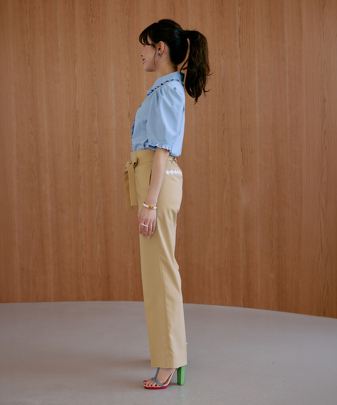 Maglie le cassetto「《M Maglie le cassetto&times;冨張愛》フラワーレース美シルエットストレートパンツ」|その他|