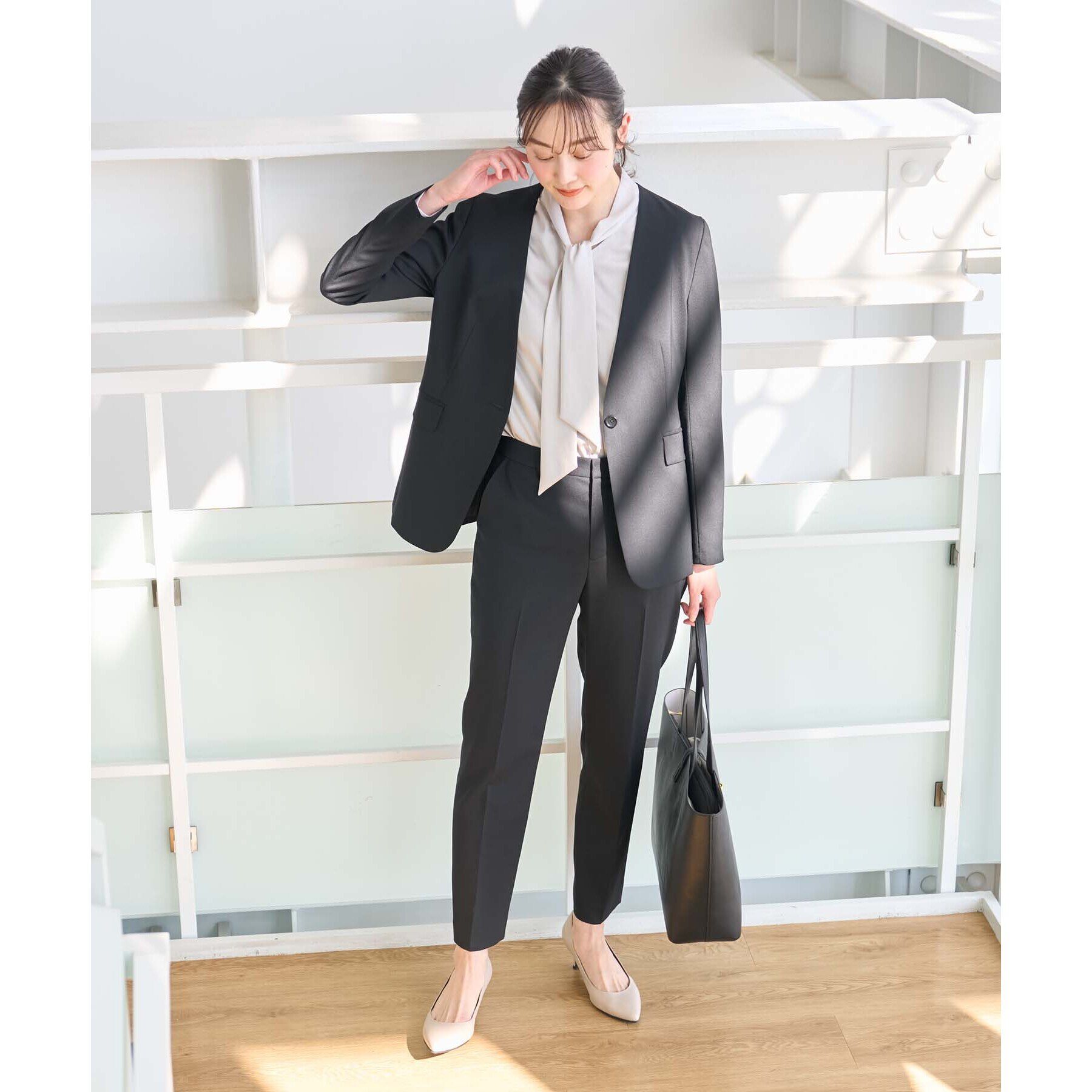 UNTITLED「【軽くて快適！】ウール混 ストレッチノーカラージャケット」|ノーカラージャケット|