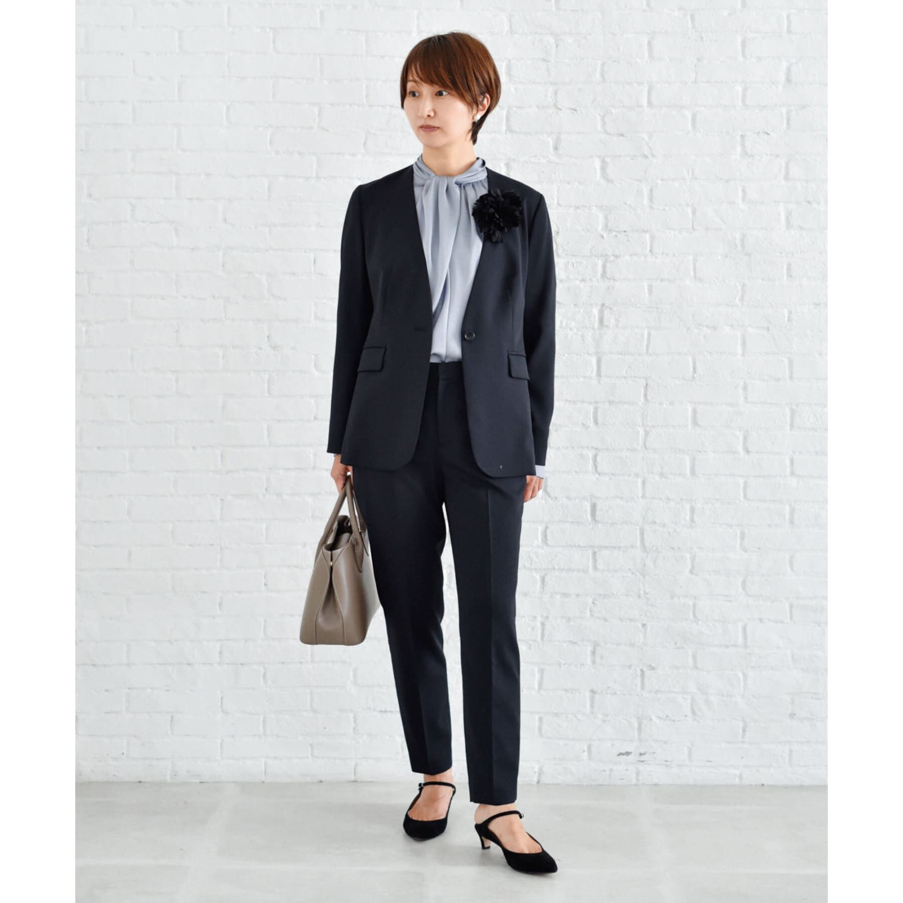 UNTITLED「【軽くて快適！】ウール混 ストレッチノーカラージャケット」|ノーカラージャケット|