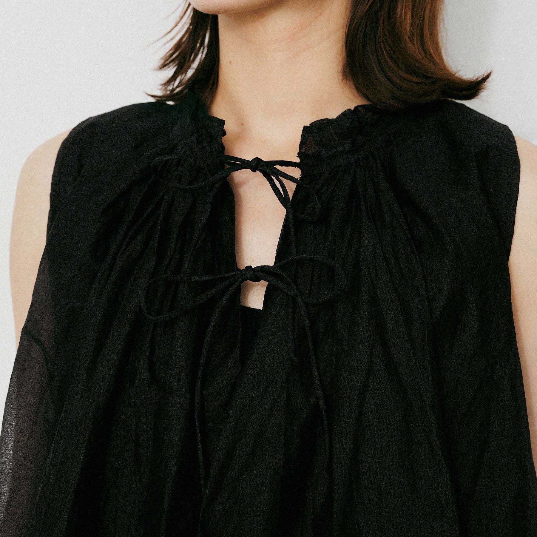 UNTITLED「【MARILYN MOON】シアースターチドコットンギャザーブラウス」|シャツ・ブラウス|