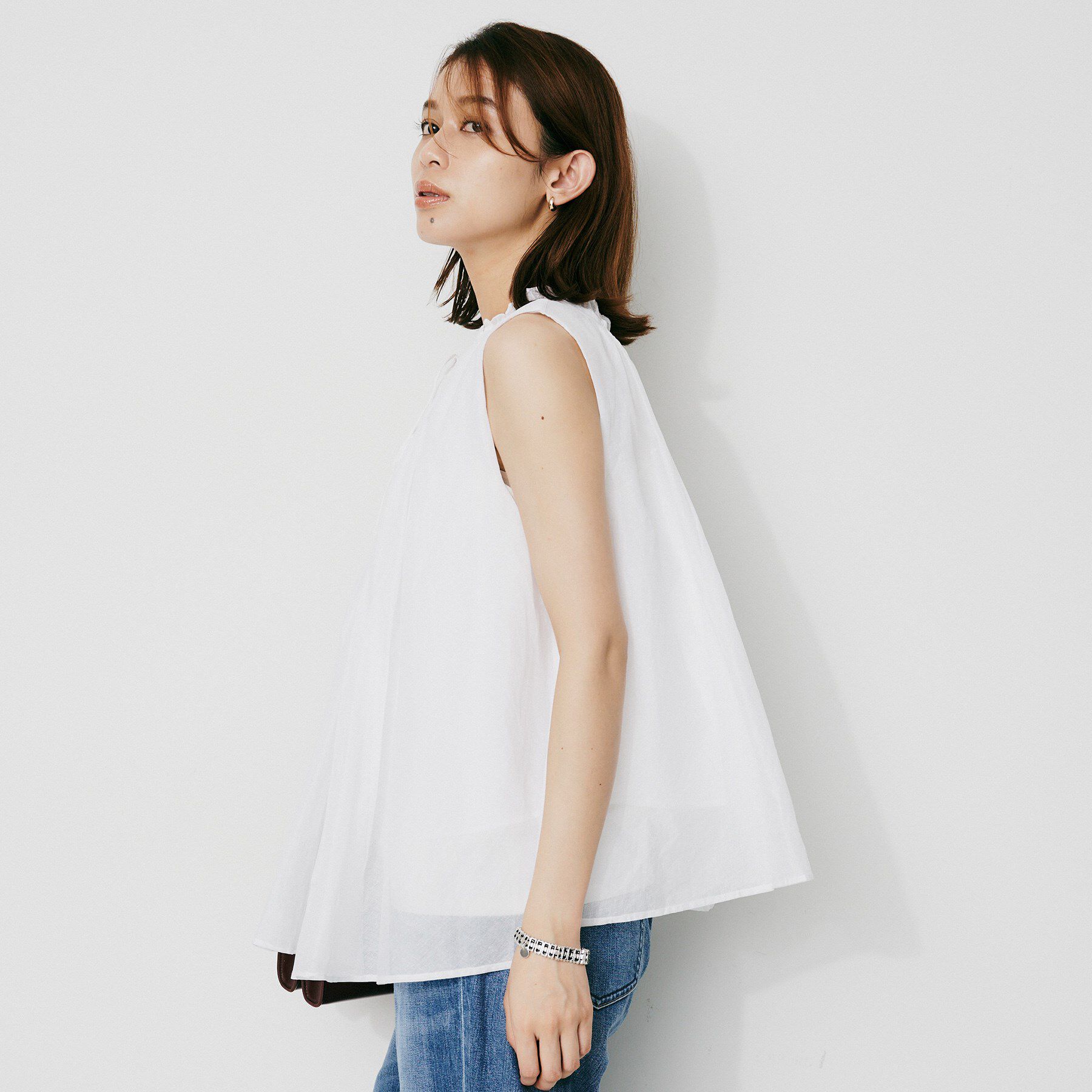 UNTITLED「【MARILYN MOON】シアースターチドコットンギャザーブラウス」|シャツ・ブラウス|