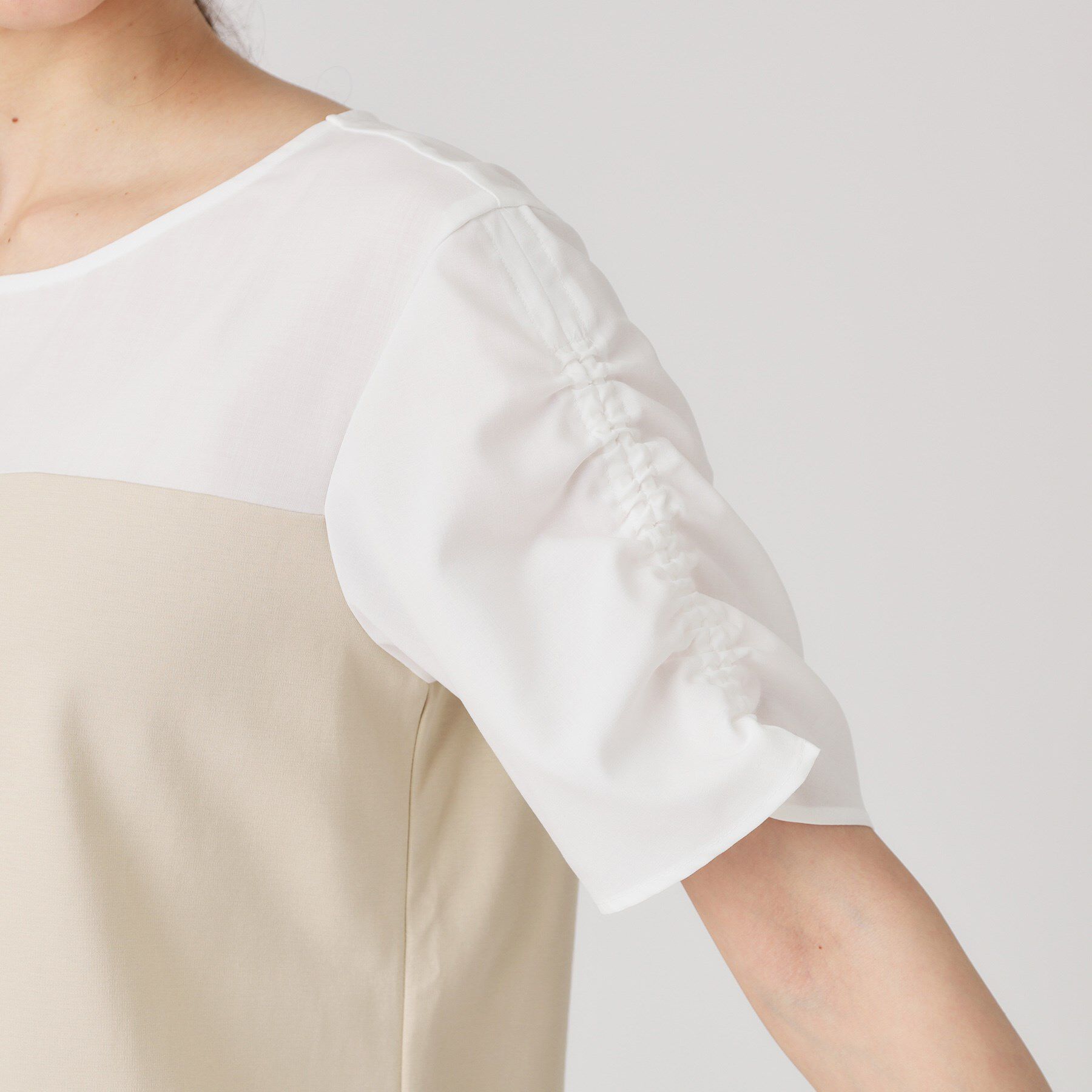 COUP DE CHANCE「【手洗い可／日本製】異素材組合せのジャージトップス」|Tシャツ・カットソー|