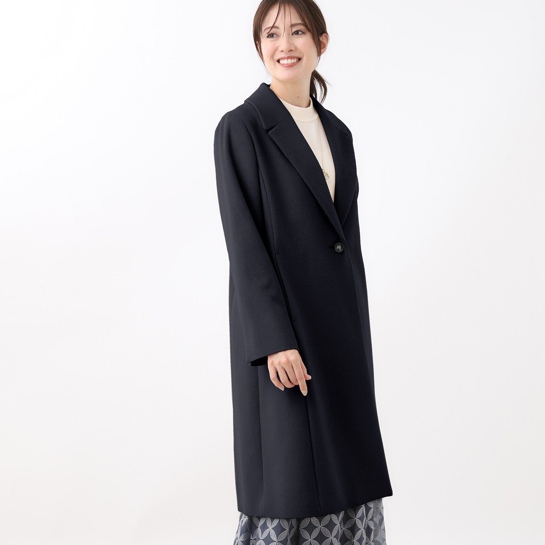 Reflect「【選べる6色】テーラードカラーロングウール混コート」|チェスターコート|