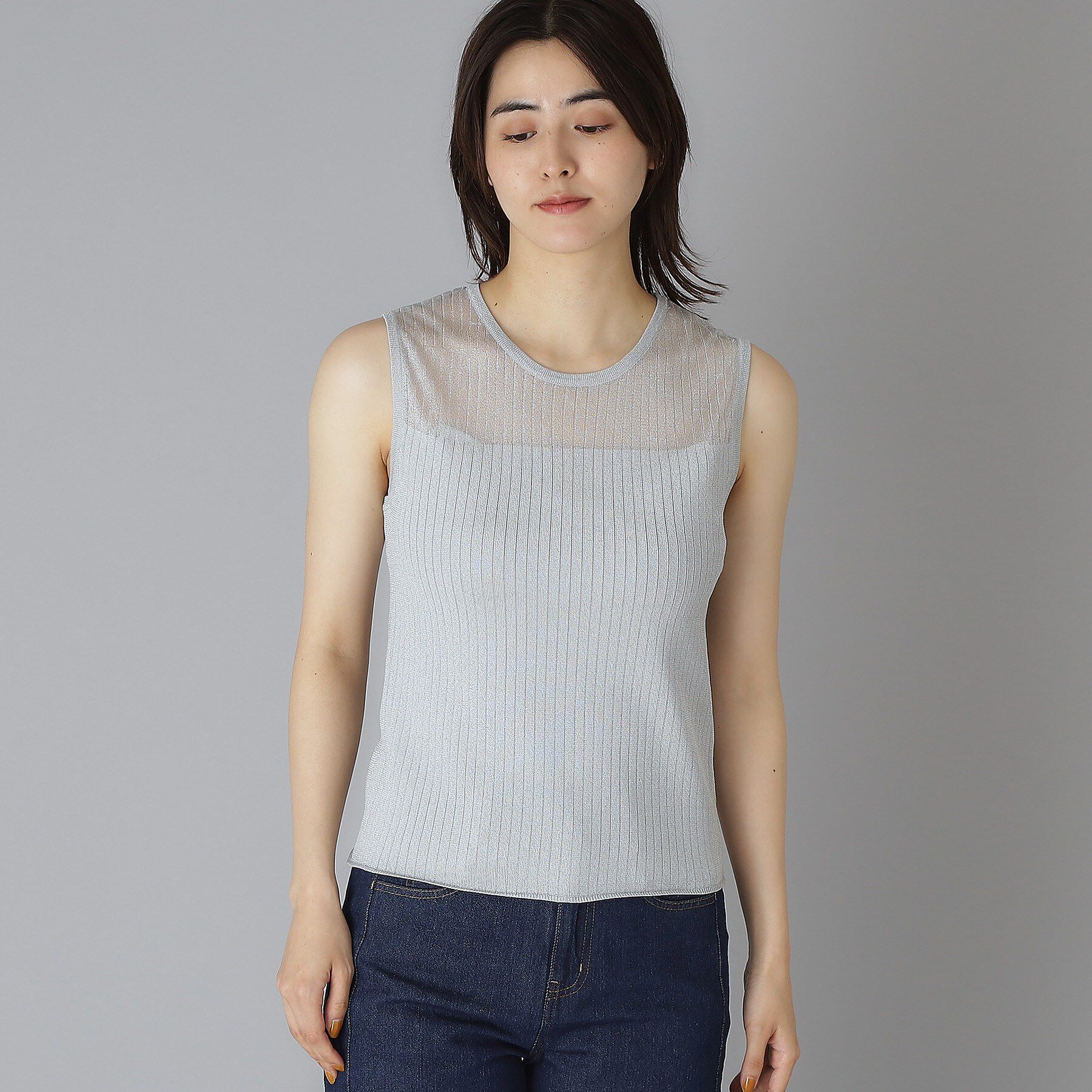 DRESSTERIOR「デコルテシアーノースリーブニット」|ニット・セーター|