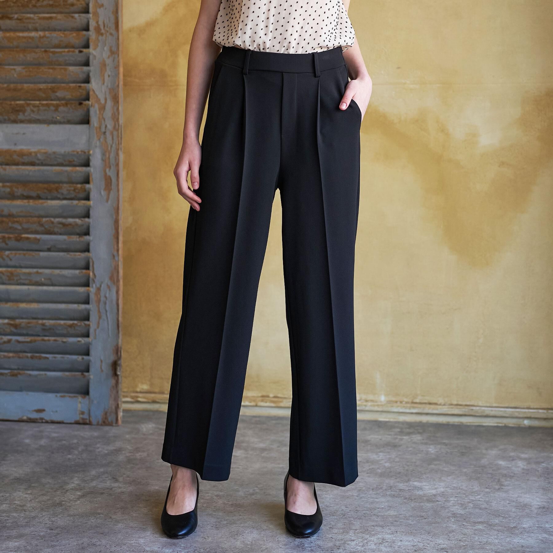 DRESSTERIOR「センタープレスジョーゼットパンツ」|その他|ブラック(019)