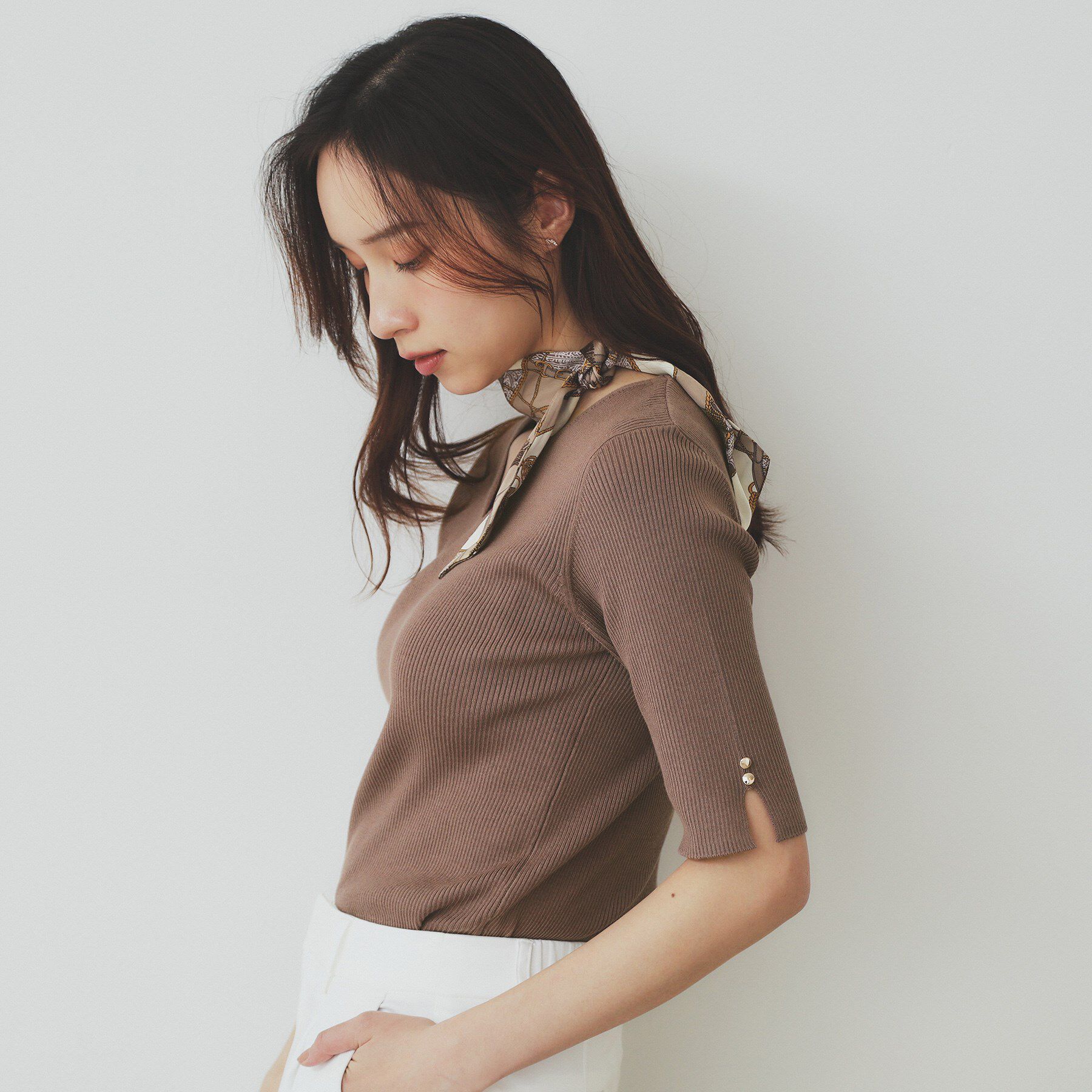 index「《5色展開》Vネックリブニット【洗濯機洗い可】」|ニット・セーター|